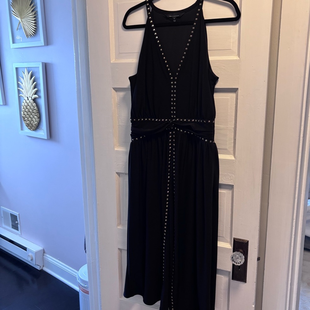 White House Black Market Black Studded Midi Dress